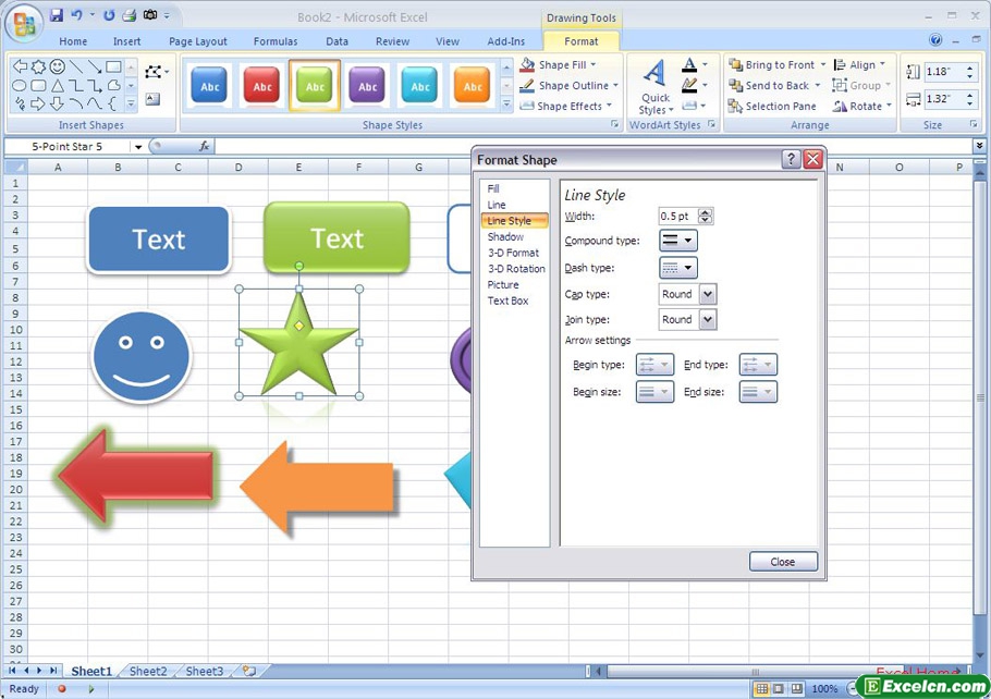 Excel 2007新知:图形-Shapes