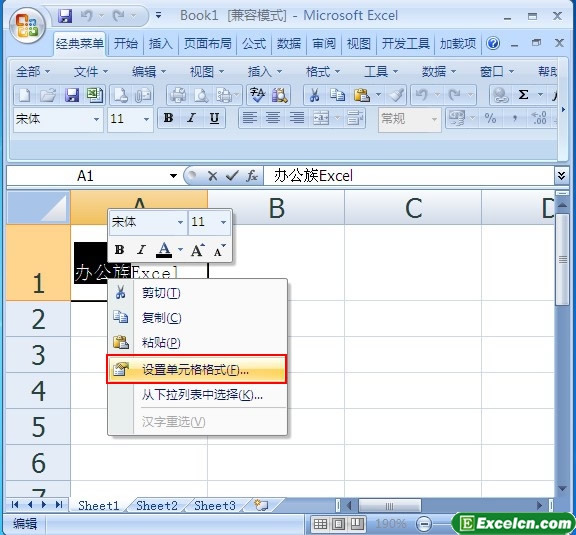 单元格中输入文字