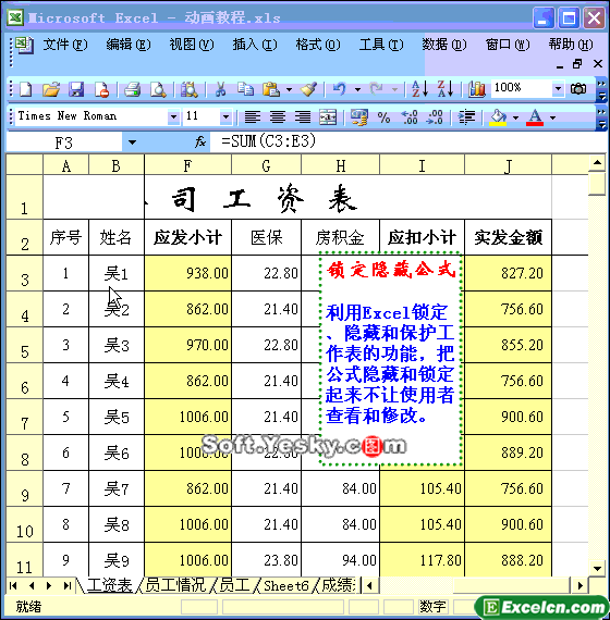 Excel锁定和隐藏公式