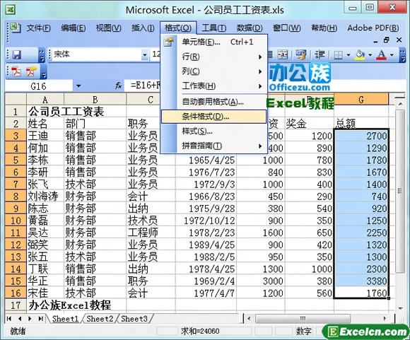 进入条件格式