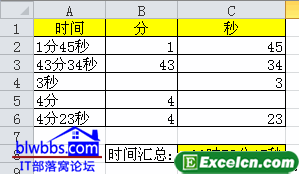 excel分秒求和