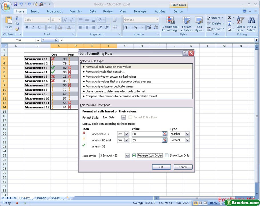 Excel 2007新知:技巧2_如何仅在部分单元格中设置图标