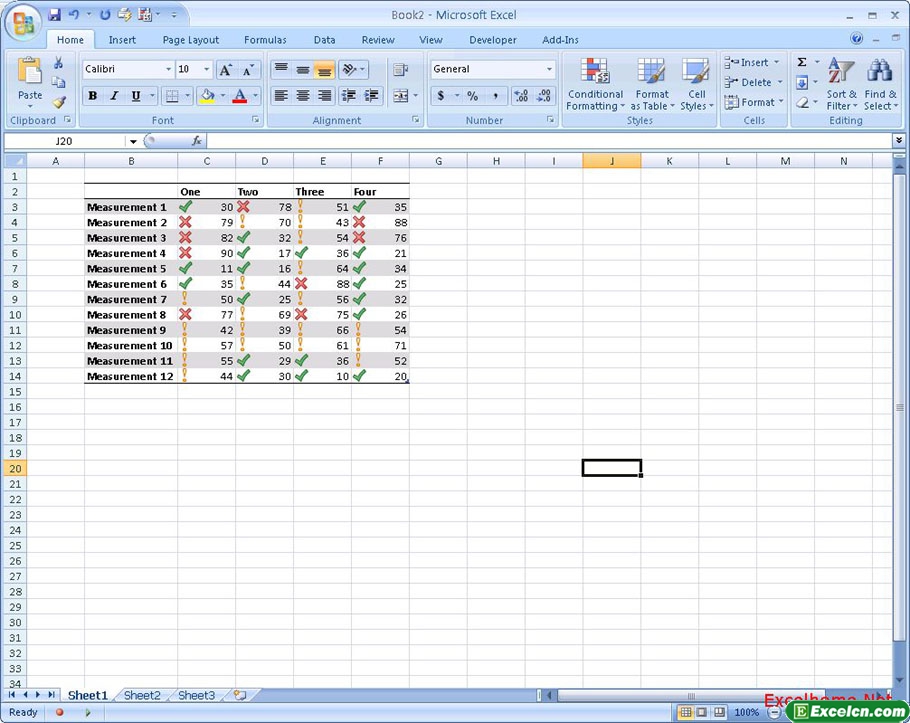 Excel 2007新知:技巧2_如何仅在部分单元格中设置图标