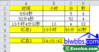 excel时分秒求和