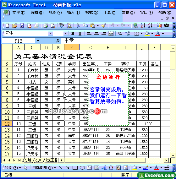 Excel中执行“宏”命令