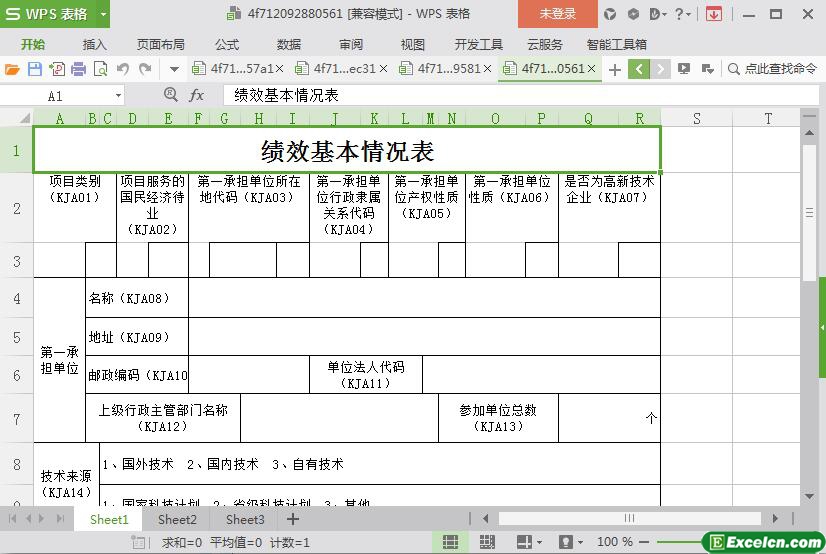 excel绩效基本情况表1模板